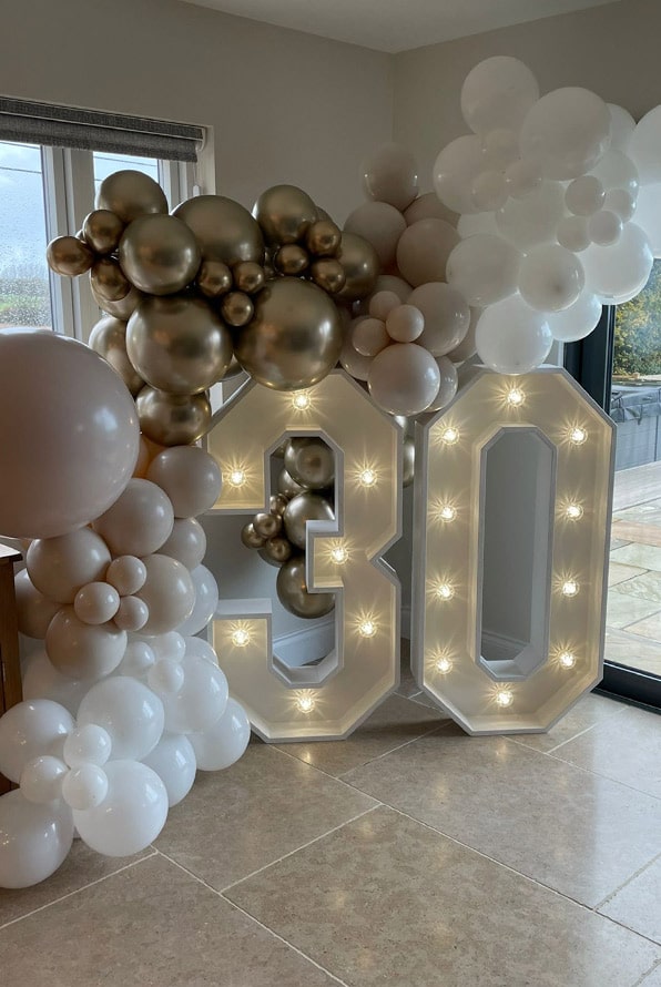 Light Up Numbers with Balloons Hertfordshire