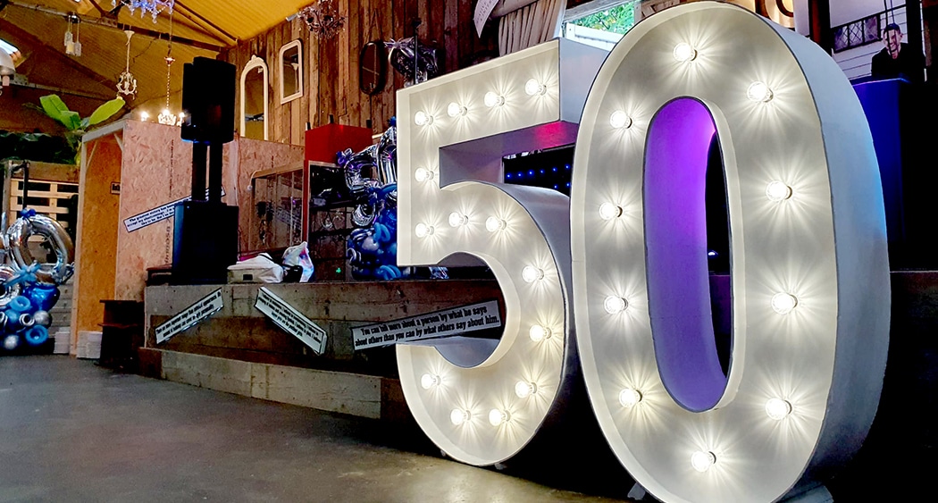 5ft White '50' Numbers