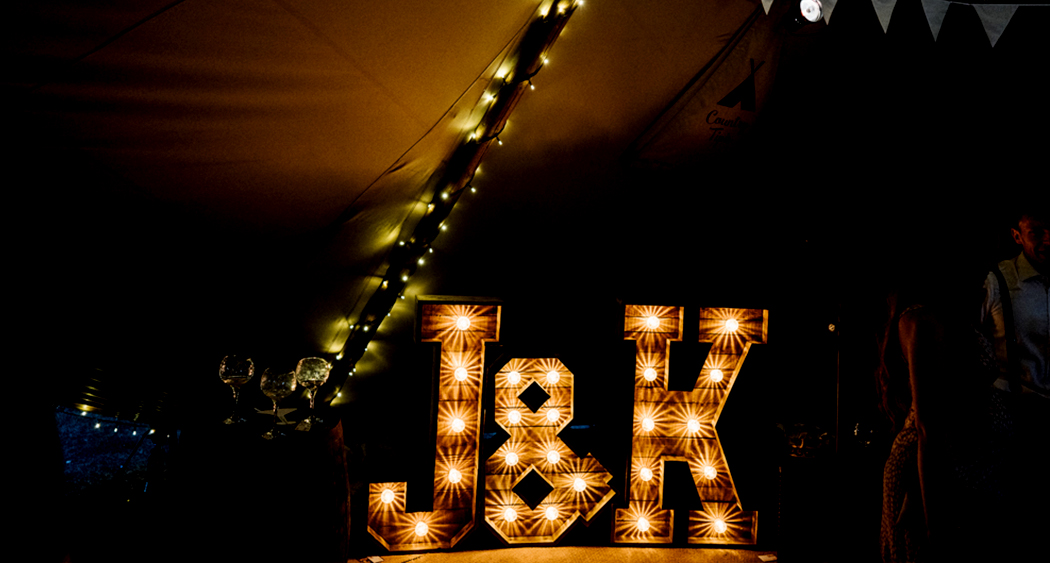 Initial Light Up Letters Tipi Wedding