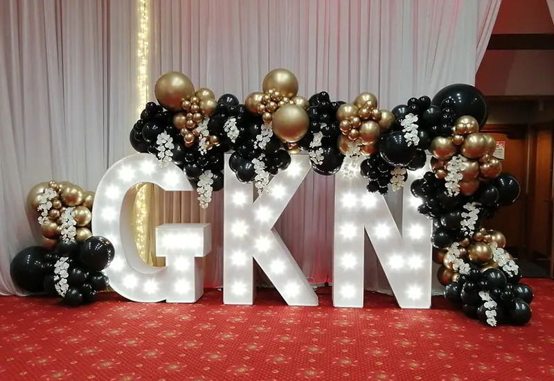 Corporate Light Up Letters with Balloons