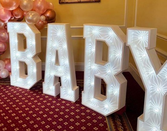 4ft White Light Up Baby Letters