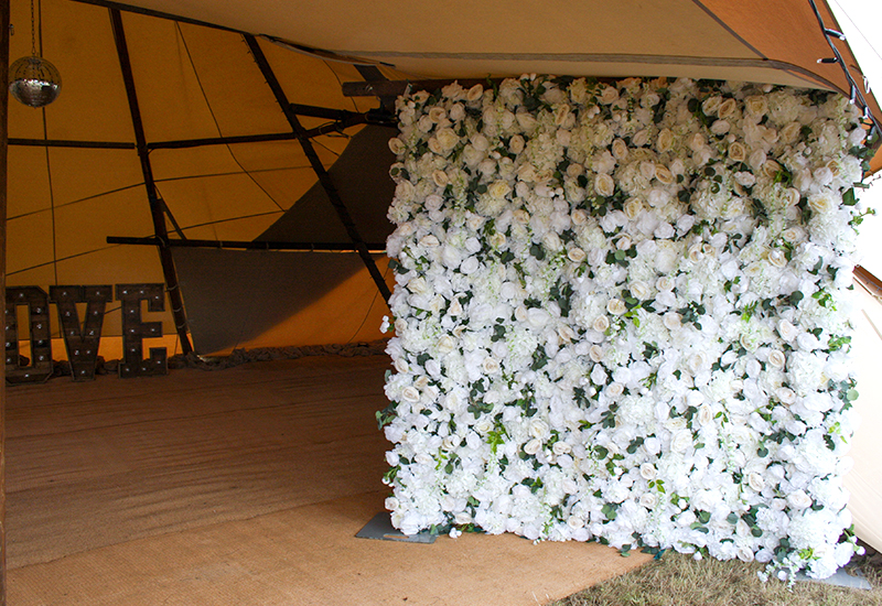 Flower Wall Hire Tipi Wedding