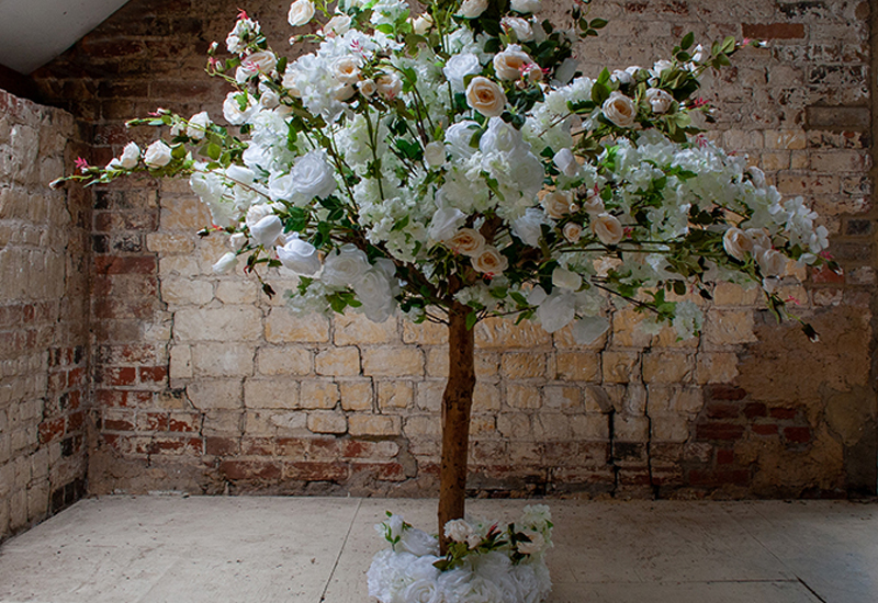 Ivory & Peach Rose Blossom Table Trees