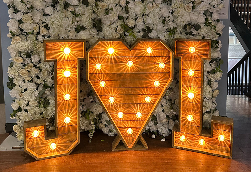Rustic Light Up Initials with Heart