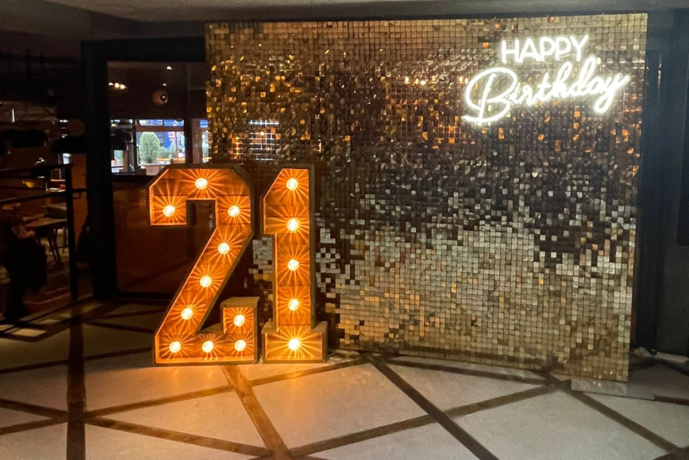 Rustic Numbers Sequin Wall