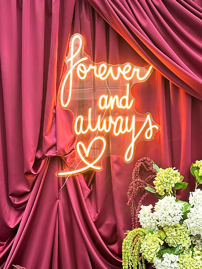 Forever and Always Neon Draped Backdrop