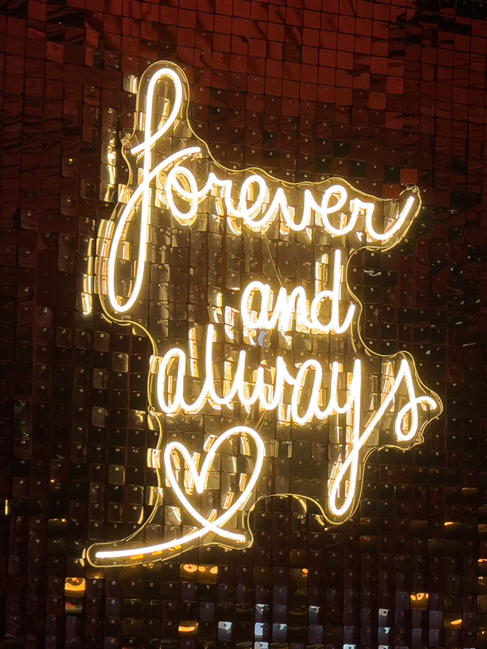 Forever and Always Neon Sequin Wall