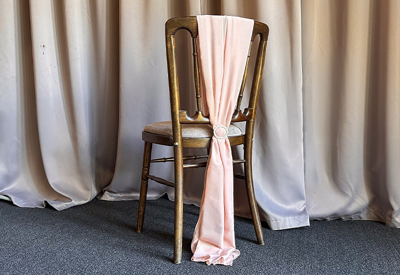 Pale Pink Chair Drape Hire