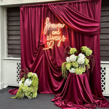 Burgundy Drape Curtain Backdrop for Weddings