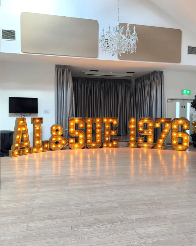 🥰 Congratulations to Al & Sue celebrating their 50th wedding anniversary at @stanboroughshodds with our rustic light up letters and numbers.

*
*
*
*
*
#lightuplove #lightupnumberhire #hoddesdon #rusticlightupletters #hertfordshireevents